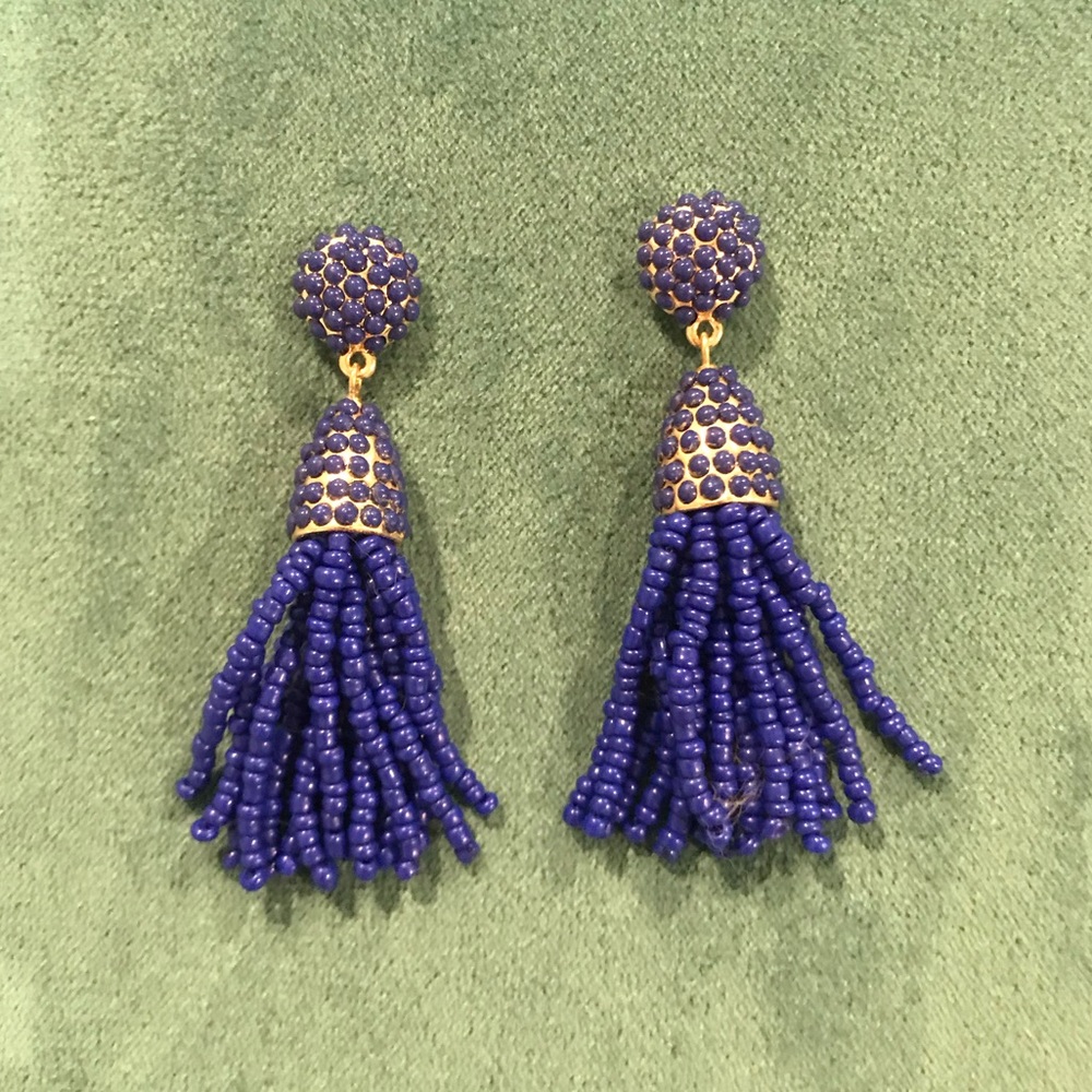 BaubleBar Cobalt Beaded Tassel Earrings 💙